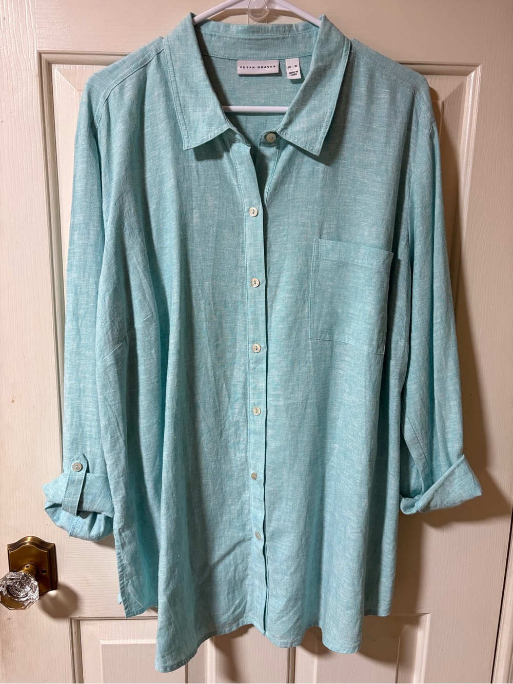 Susan Graver XL Easy Linen Blend Cross Dyed Tunic